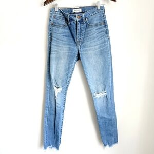 MADEWELL Womens 27 Medium Wash Distressed 9" High Rise Skinny Stretch Jeans CC5